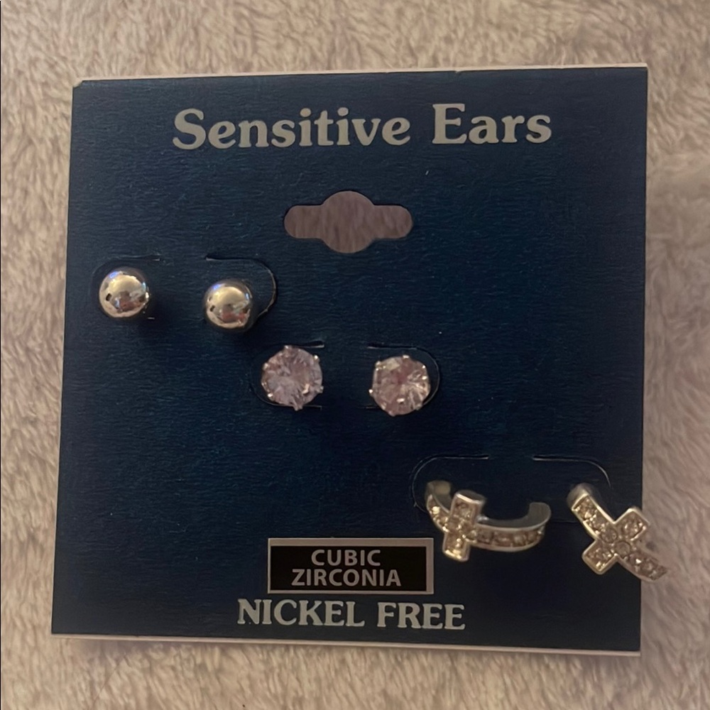 Silver Cubic Zirconia Earring Set